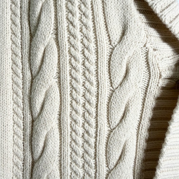 Roundtree Yorke Cream Cable Knit Cardigan Sweater Men's XL Classic Grandpa Retro - Picture 5 of 12